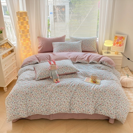 柠馨2023新款 13376全棉印花三件套学生季三件套 秘密花园