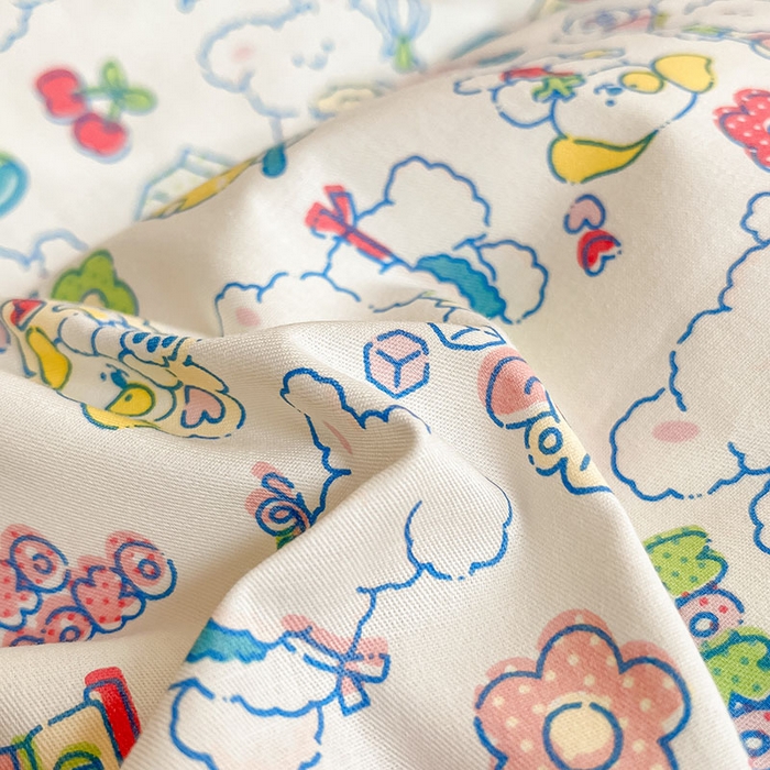 91家纺网 家纺一手货源 找家纺 柠馨2023新款 13376全棉印花三件套学生季三件套 枝枝桃桃