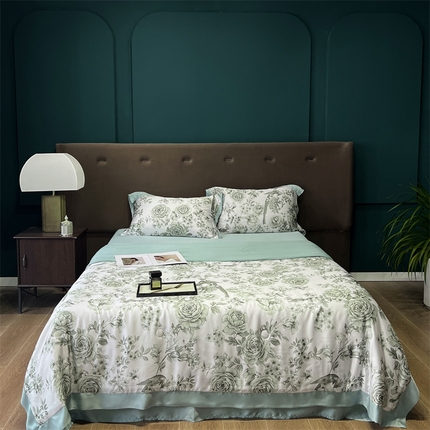 91家纺网 家纺一手货源 找家纺 （总）朵美2025新款100支兰精天丝数码印花系列—夏被四件套