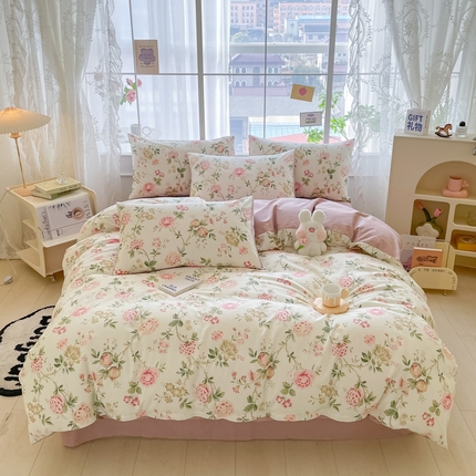 91家纺网 家纺一手货源 找家纺 （总二）柠馨2023新款 13376全棉印花三件套学生季三件套