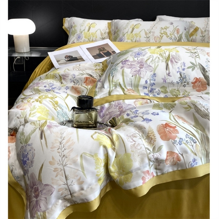 91家纺网 家纺一手货源 找家纺 （总）朵美2025新款60S天丝数码印花系列—四件套