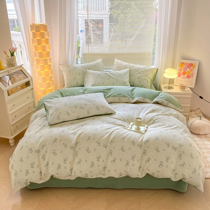 91家纺网 家纺一手货源 找家纺 柠馨2023新款 13376全棉印花三件套学生季三件套 妃子笑米