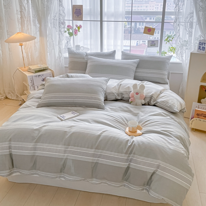 91家纺网 家纺一手货源 找家纺 柠馨2023新款 13376全棉印花三件套学生季三件套 叙白