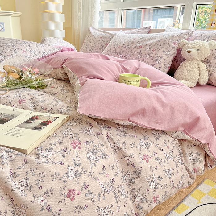 91家纺网 家纺一手货源 找家纺 柠馨2023新款 13376全棉印花三件套学生季三件套 紫萱