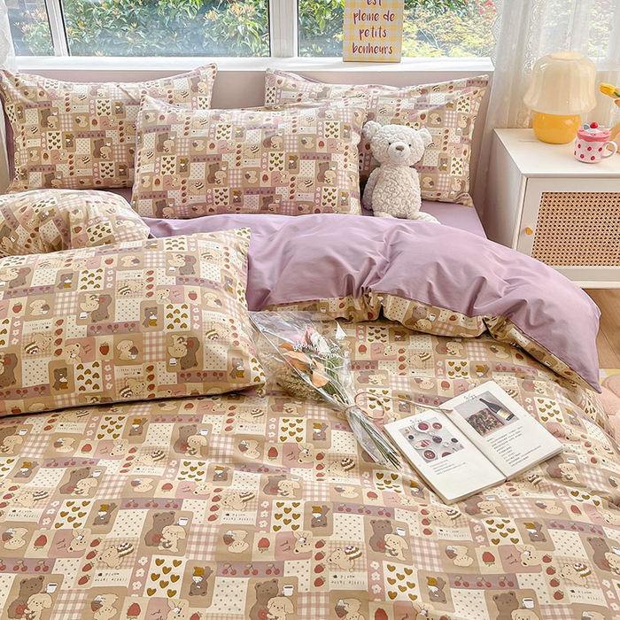 91家纺网 家纺一手货源 找家纺 柠馨2023新款 13376全棉印花三件套学生季三件套 枝枝莓莓