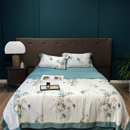 91家纺网 家纺一手货源 找家纺 （总）朵美2025新款100支兰精天丝数码印花系列—夏被四件套