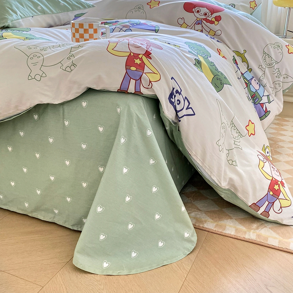 91家纺网 家纺一手货源 找家纺 柠馨2023新款 13376全棉印花三件套学生季三件套 玩具总动员