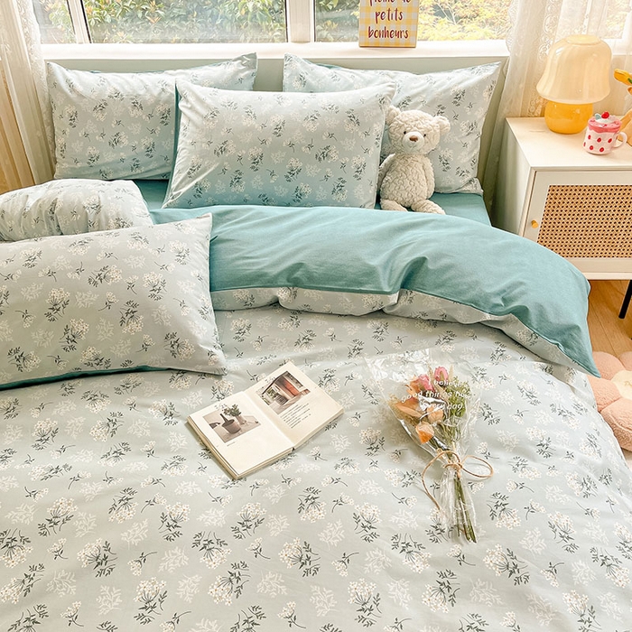 91家纺网 家纺一手货源 找家纺 柠馨2023新款 13376全棉印花三件套学生季三件套 妃子笑-蓝