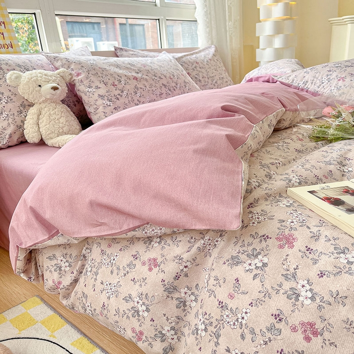 91家纺网 家纺一手货源 找家纺 柠馨2023新款 13376全棉印花三件套学生季三件套 紫萱