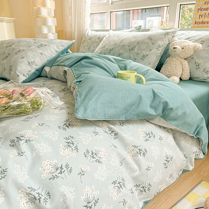 91家纺网 家纺一手货源 找家纺 柠馨2023新款 13376全棉印花三件套学生季三件套 妃子笑-蓝