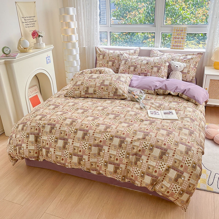 91家纺网 家纺一手货源 找家纺 柠馨2023新款 13376全棉印花三件套学生季三件套 枝枝莓莓