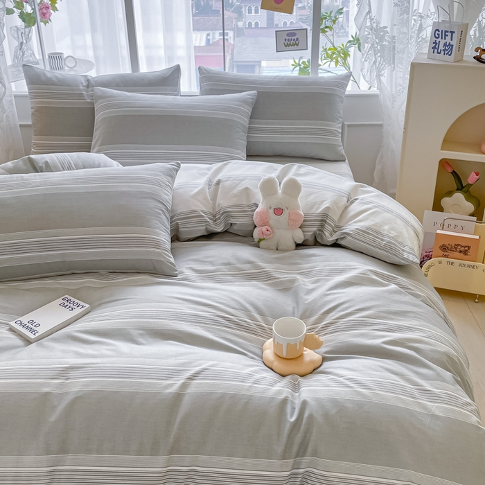 91家纺网 家纺一手货源 找家纺 柠馨2023新款 13376全棉印花三件套学生季三件套 叙白