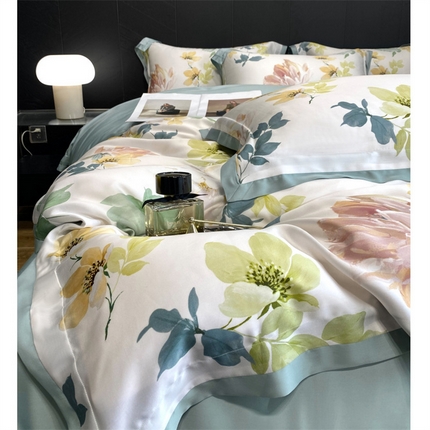 91家纺网 家纺一手货源 找家纺 （总）朵美2025新款60S天丝数码印花系列—四件套