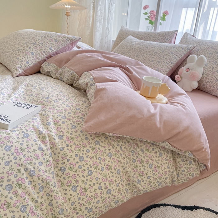 91家纺网 家纺一手货源 找家纺 柠馨2023新款 13376全棉印花三件套学生季三件套 果果蜜语