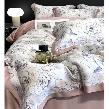 91家纺网 家纺一手货源 找家纺 （总）朵美2025新款60S天丝数码印花系列—四件套