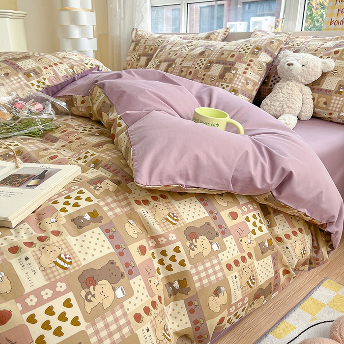 91家纺网 家纺一手货源 找家纺 柠馨2023新款 13376全棉印花三件套学生季三件套 枝枝莓莓