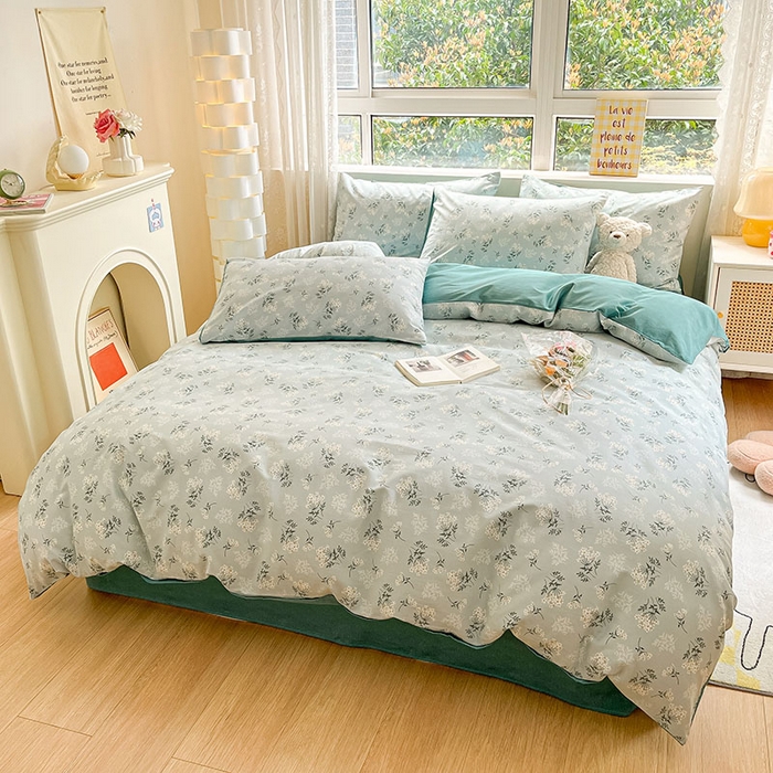 91家纺网 家纺一手货源 找家纺 柠馨2023新款 13376全棉印花三件套学生季三件套 妃子笑-蓝