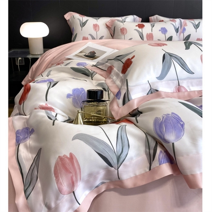 91家纺网 家纺一手货源 找家纺 （总）朵美2025新款60S天丝数码印花系列—四件套