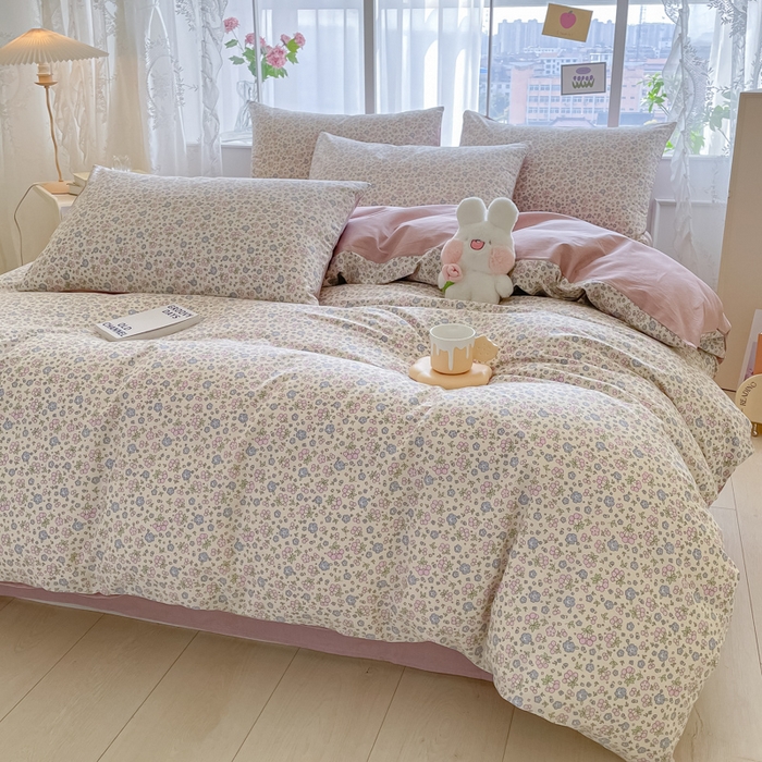 91家纺网 家纺一手货源 找家纺 柠馨2023新款 13376全棉印花三件套学生季三件套 果果蜜语