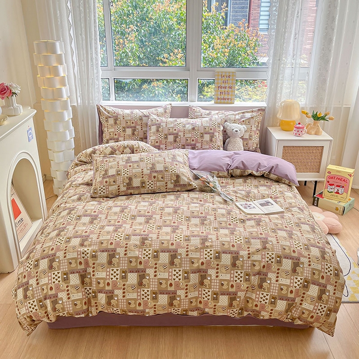 91家纺网 家纺一手货源 找家纺 柠馨2023新款 13376全棉印花三件套学生季三件套 枝枝莓莓