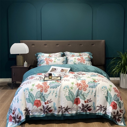 91家纺网 家纺一手货源 找家纺 （总）朵美2025新款100支兰精天丝数码印花系列—四件套