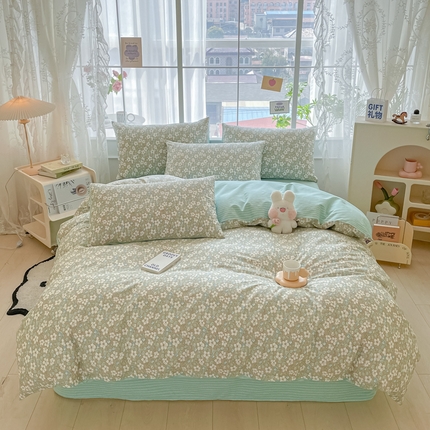 柠馨2023新款 13376全棉印花三件套学生季三件套 碧影