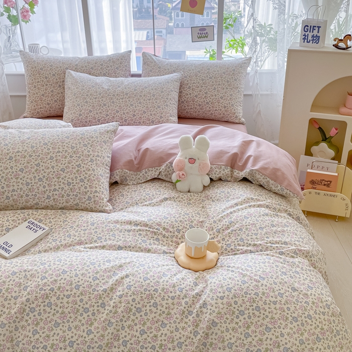 91家纺网 家纺一手货源 找家纺 柠馨2023新款 13376全棉印花三件套学生季三件套 果果蜜语