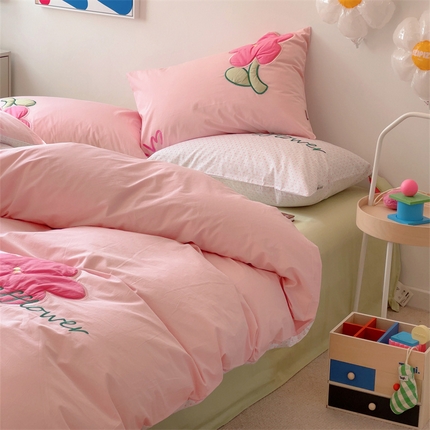 91家纺网 家纺一手货源 找家纺 （总）桔子家纺 2023新款40支纯棉水洗棉四件套-fa财花系列