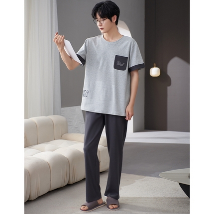 91家纺网 家纺一手货源 找家纺 （总）洛兰沙家居馆【只代发】【只代发】 2023新款夏季套头短袖长裤情侣休闲家居服套装