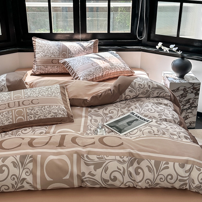 91家纺网 家纺一手货源 找家纺 色鬼布艺 2023新款水洗真丝轻奢四件套系列 香草