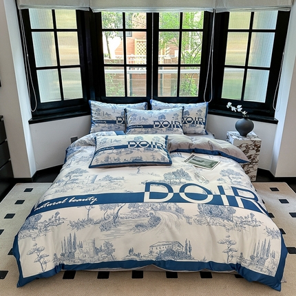 91家纺网 家纺一手货源 找家纺 色鬼布艺 2023新款水洗真丝轻奢四件套系列 爱丁堡