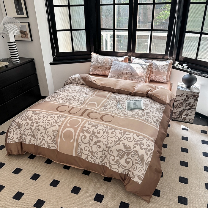 91家纺网 家纺一手货源 找家纺 色鬼布艺 2023新款水洗真丝轻奢四件套系列 香草