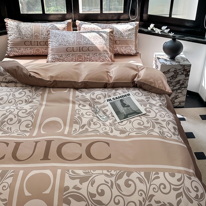 91家纺网 家纺一手货源 找家纺 色鬼布艺 2023新款水洗真丝轻奢四件套系列 香草