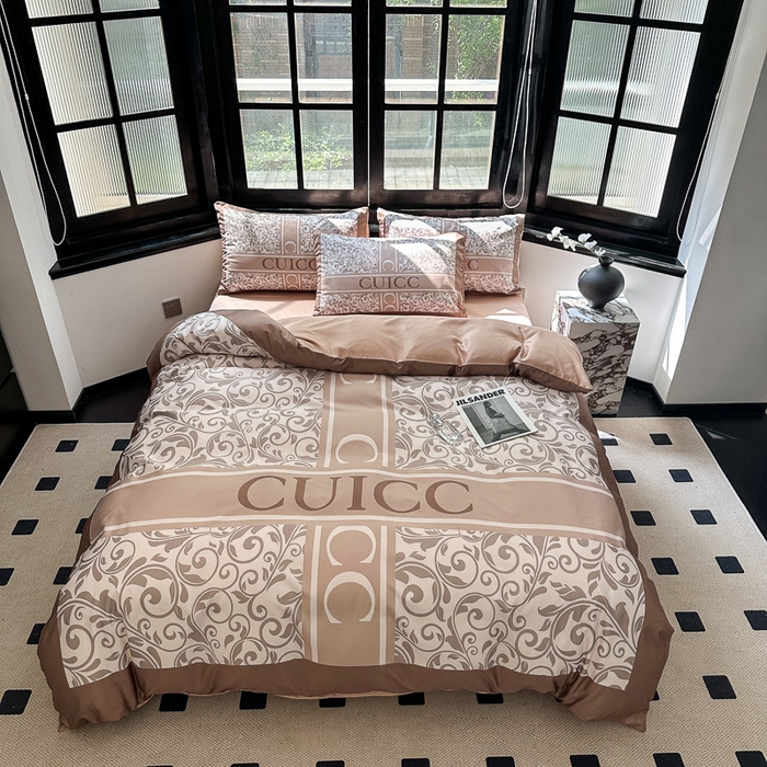 91家纺网 家纺一手货源 找家纺 色鬼布艺 2023新款水洗真丝轻奢四件套系列 香草