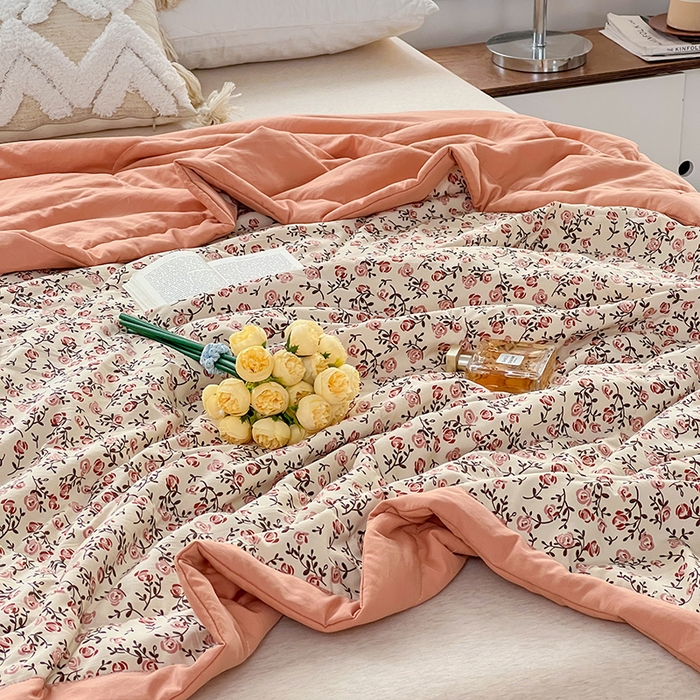 91家纺网 家纺一手货源 找家纺 （总）亚龙 2023新款A类母婴级双层纱棉麻手包边夏被四件套