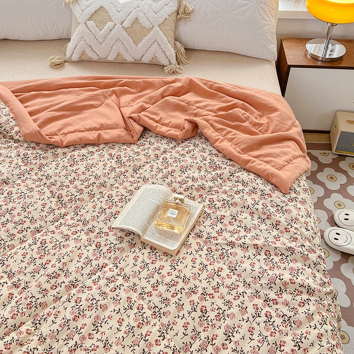 91家纺网 家纺一手货源 找家纺 （总）亚龙 2023新款A类母婴级双层纱棉麻手包边夏被四件套