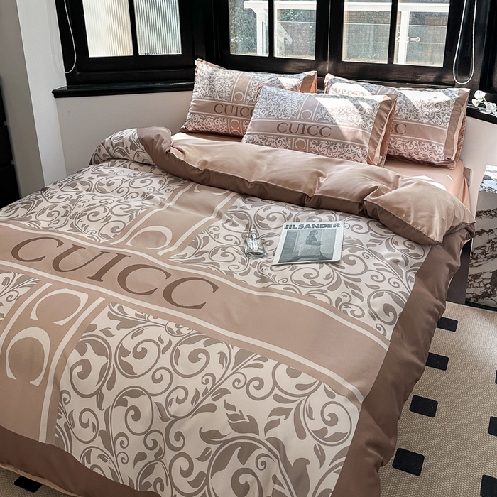 91家纺网 家纺一手货源 找家纺 色鬼布艺 2023新款水洗真丝轻奢四件套系列 香草