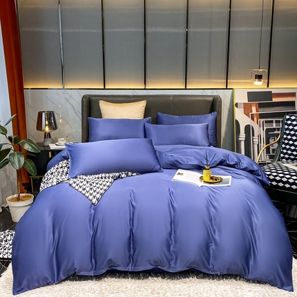 91家纺网 家纺一手货源 找家纺 （总）子钦家纺 2023新款春夏水洗真丝纯色床单床笠款四件套-风格二