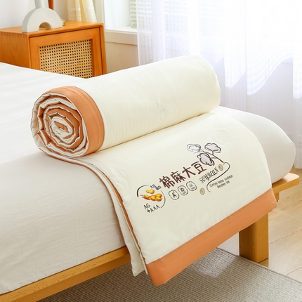 91家纺网 家纺一手货源 找家纺 芯恋2025新款棉麻大豆夏凉被 奶白