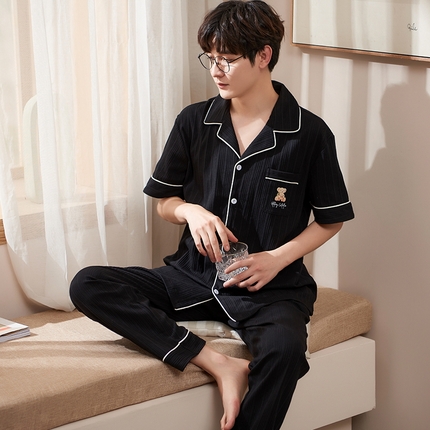 91家纺网 家纺一手货源 找家纺 （总）洛兰沙家居馆【只代发】【只代发】 2023新款夏季第7批开衫短袖长裤情侣休闲家居服套装2021-2031