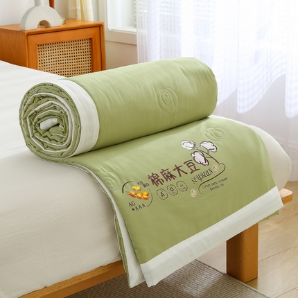 芯恋2025新款棉麻大豆夏凉被 果绿