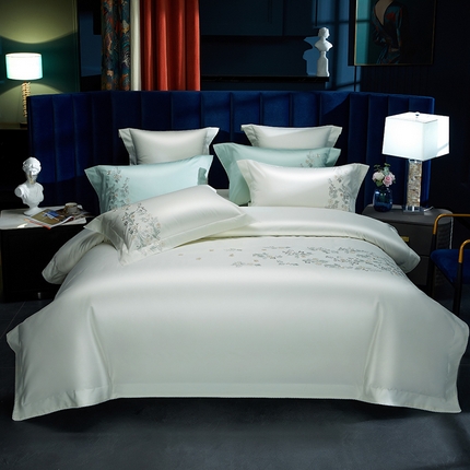 美娘阁 2023新款全棉立体刺绣四件套-妍 妍+米白