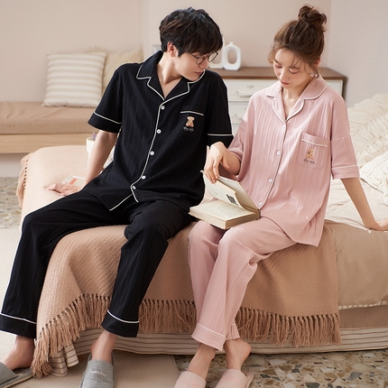 91家纺网 家纺一手货源 找家纺 （总）洛兰沙家居馆【只代发】【只代发】 2023新款夏季第7批开衫短袖长裤情侣休闲家居服套装2021-2031