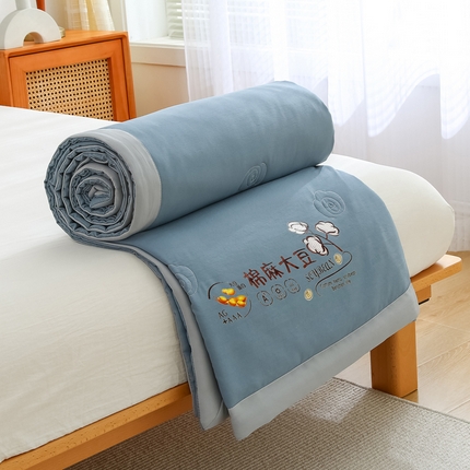 91家纺网 家纺一手货源 找家纺 芯恋2025新款棉麻大豆夏凉被 深蓝