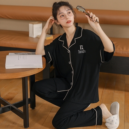 91家纺网 家纺一手货源 找家纺 （总）洛兰沙家居馆【只代发】【只代发】 2023新款夏季第7批开衫短袖长裤情侣休闲家居服套装2021-2031