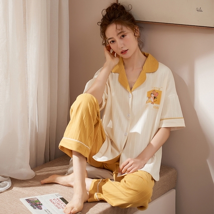 91家纺网 家纺一手货源 找家纺 （总）洛兰沙家居馆【只代发】【只代发】 2023新款夏季第7批开衫短袖长裤情侣休闲家居服套装2021-2031