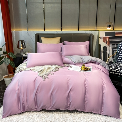 91家纺网 家纺一手货源 找家纺 （总）子钦家纺 2023新款春夏水洗真丝纯色床单床笠款四件套-风格二
