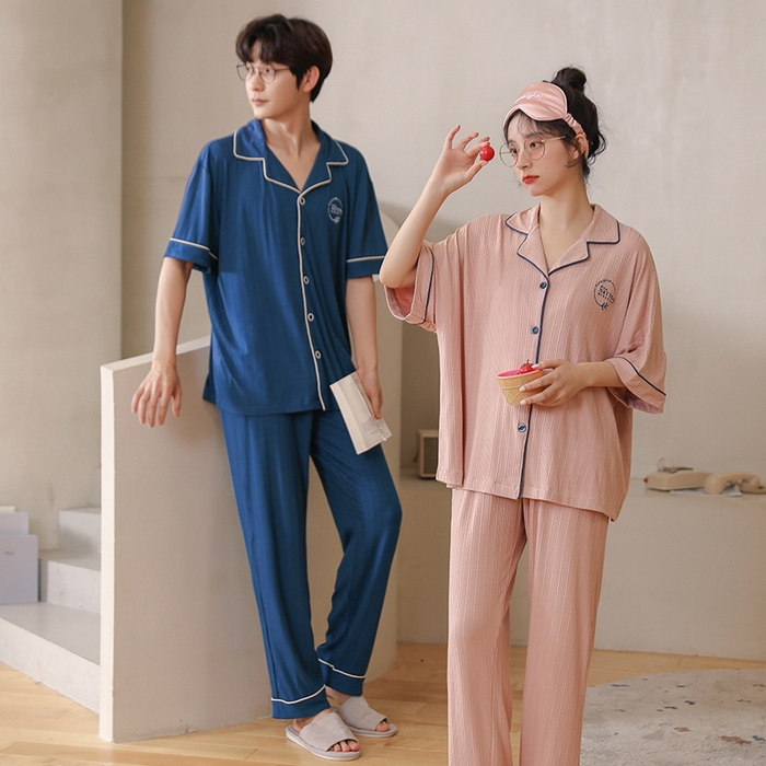 91家纺网 家纺一手货源 找家纺 （总）洛兰沙家居馆【只代发】【只代发】 2023新款夏季第7批开衫短袖长裤情侣休闲家居服套装2021-2031