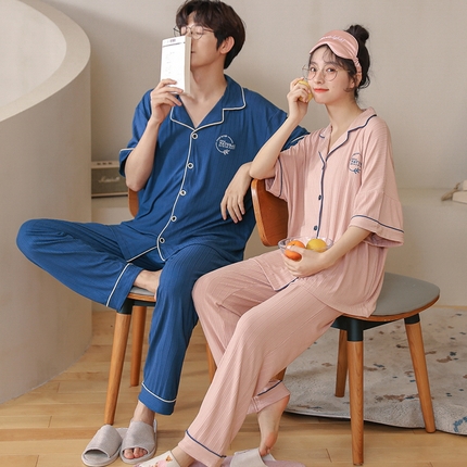 91家纺网 家纺一手货源 找家纺 （总）洛兰沙家居馆【只代发】【只代发】 2023新款夏季第7批开衫短袖长裤情侣休闲家居服套装2021-2031