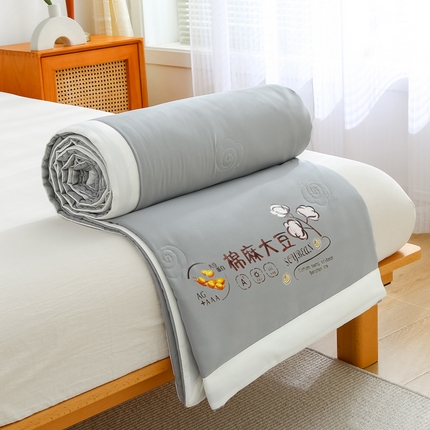 芯恋2025新款棉麻大豆夏凉被 灰色